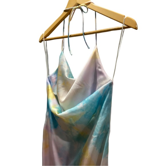 ZARA Tie Dye Satin Slip Midi Dress Size Small - Picture 11 of 16